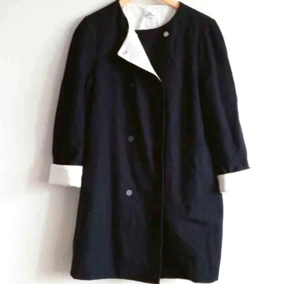 Vintage Lacoste  Blue and white Wool Coat - Picture 1 of 8